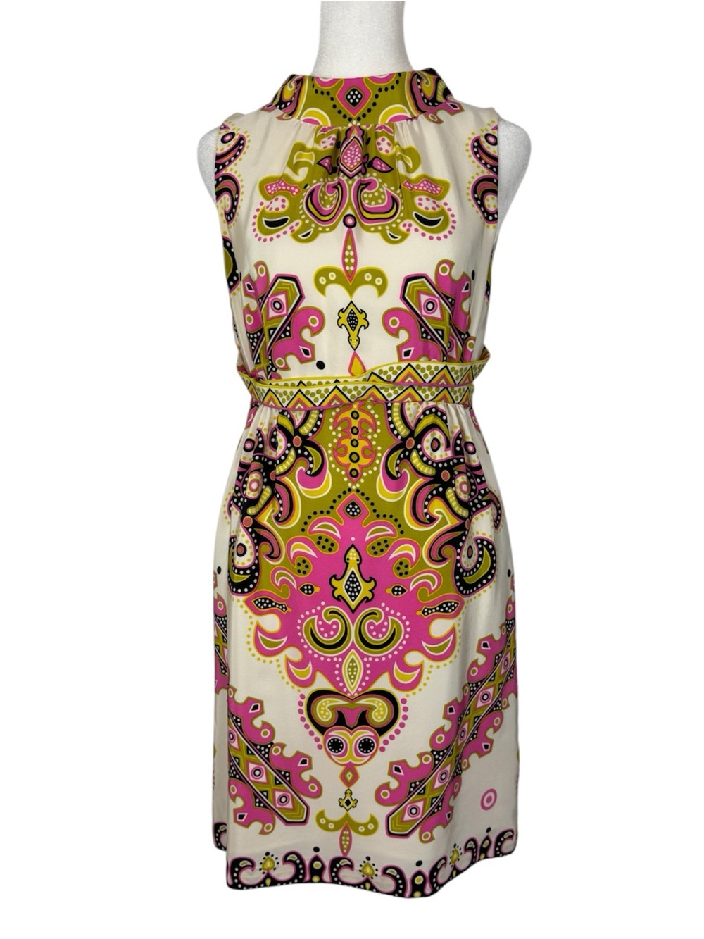 Tibi 100% silk sleeveless high mock neck sheath dress size 4